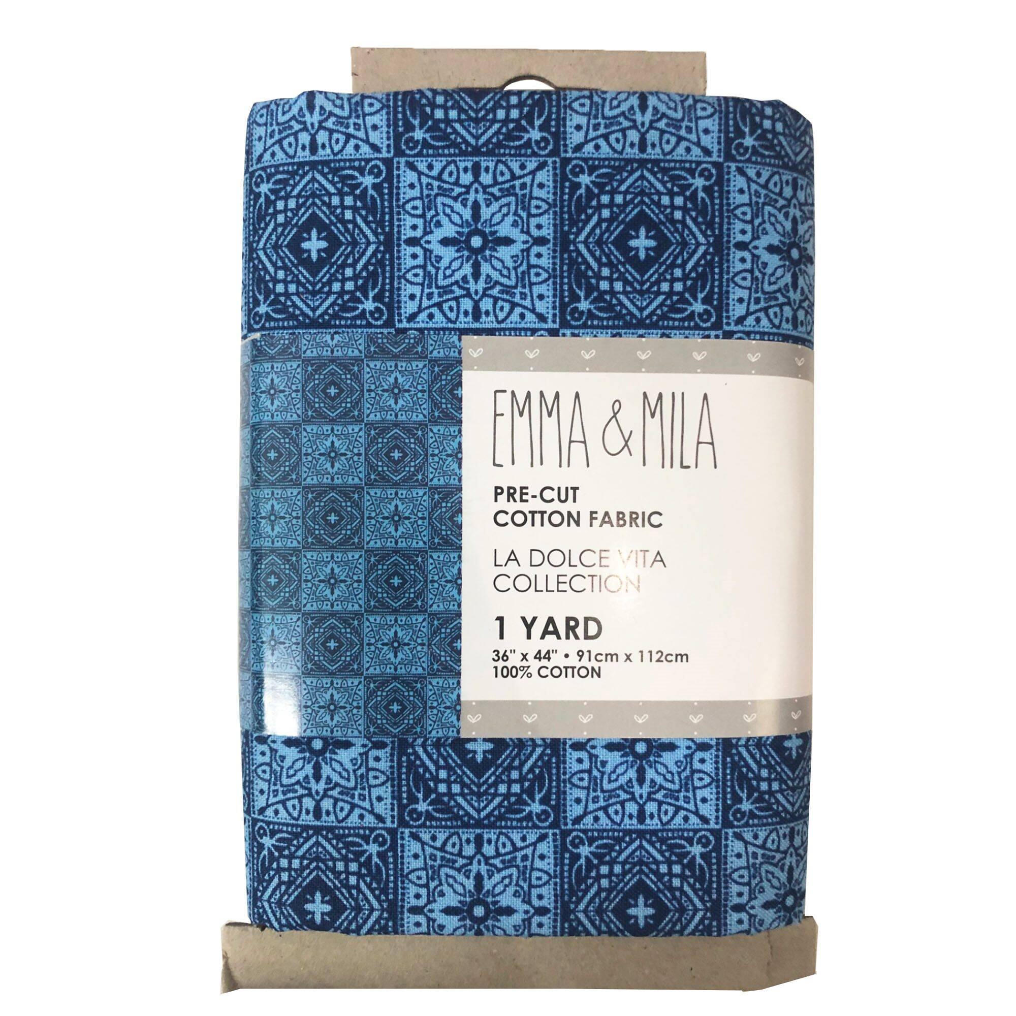 Emma & Mila® La Dolce Vita Collection Blue Tile Precut Cotton Fabric, 4ct.